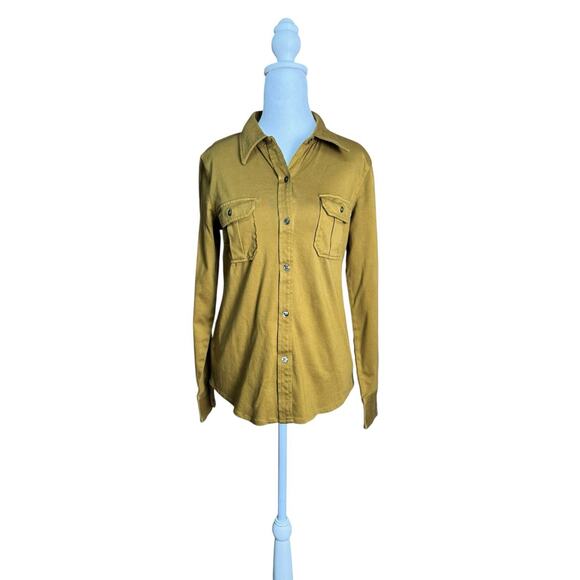 LL Bean Sz XS Mustard Gold Button Front Utility Shirt Casual Outdoor Chore Top - Picture 1 of 9